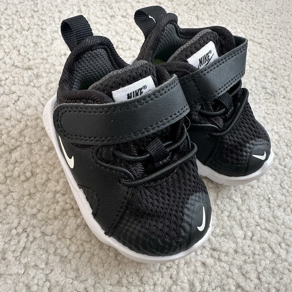 Nike Toddler Kids Flex Contact 3 AR4155-001 Black Hook And Loop Walking Shoes 2C